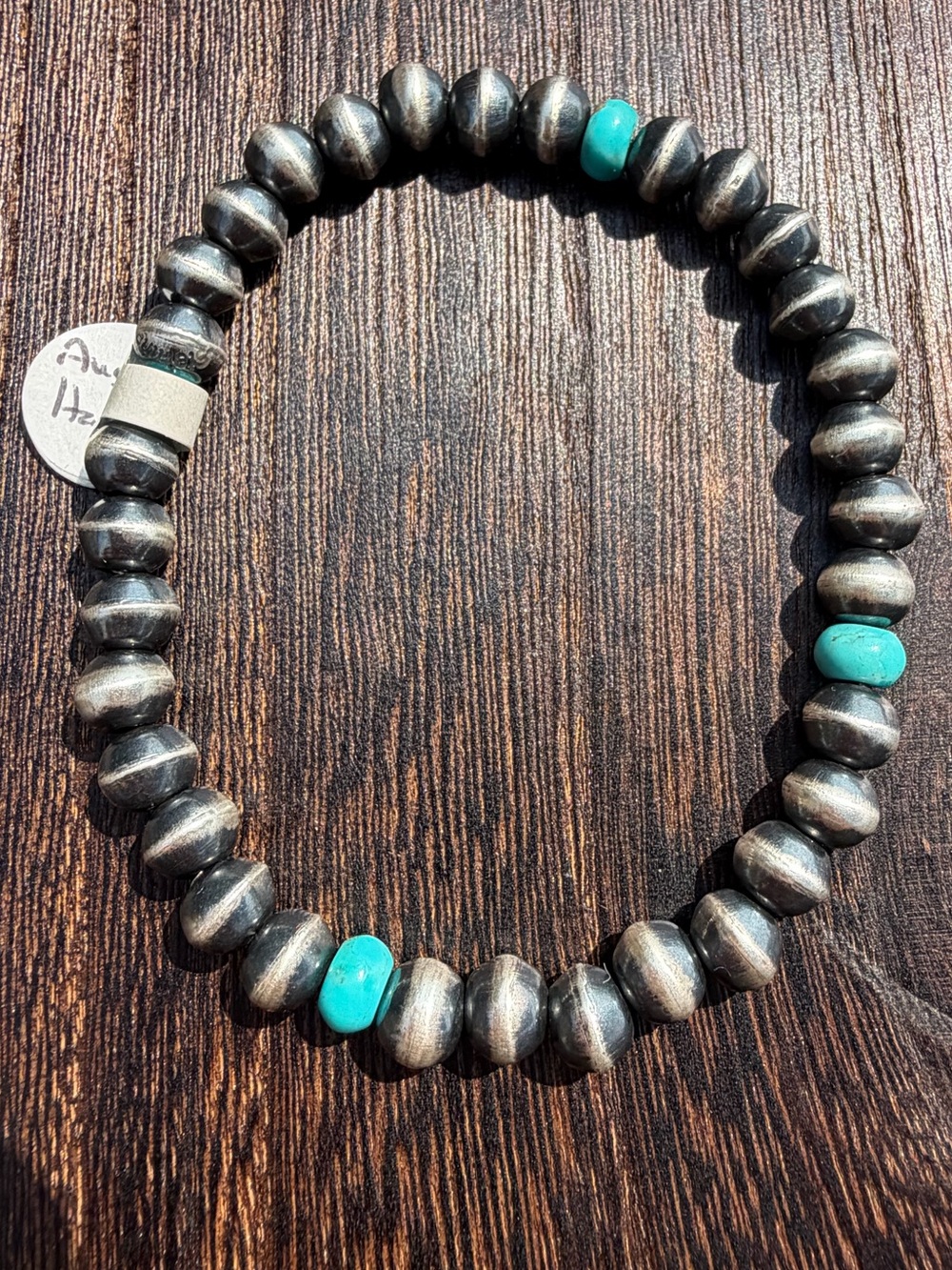 Handmade Navajo Pearl Stretch Bracelet- Sterling Silver- Signed by artist - Picture 3 of 9